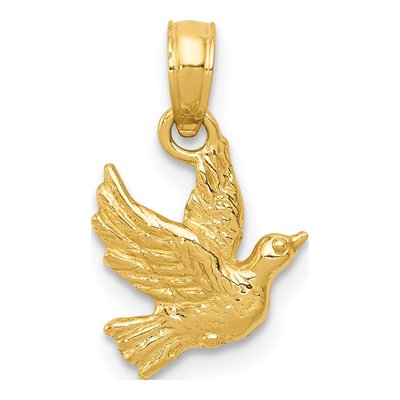 10K Yellow Gold Flying Dove Pendant