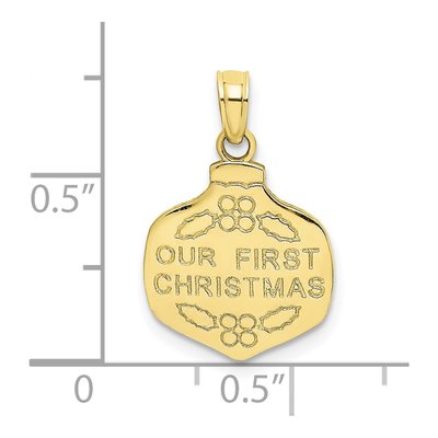 10K Yellow Gold Our First Christmas Ornament Pendant – view 4