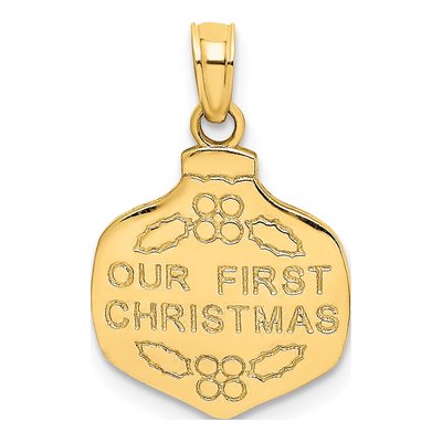 10K Yellow Gold Our First Christmas Ornament Pendant