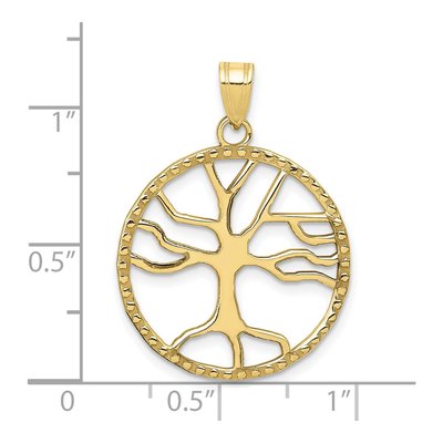 10K Yellow Gold Tree of Life Round Frame Pendant – view 4