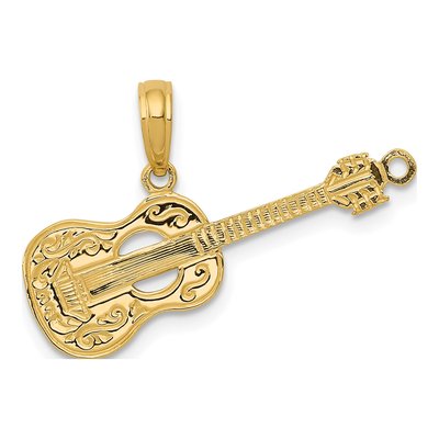 10K Yellow Gold Guitar Pendant