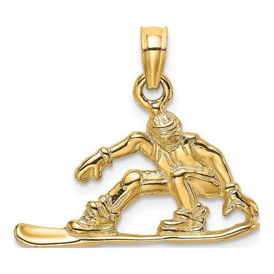 10K Yellow Gold Snowboarder Pendant