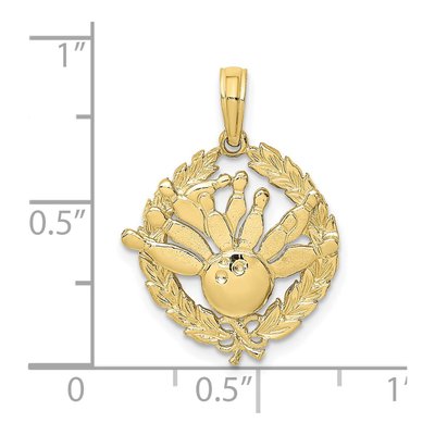 10K Yellow Gold Bowling Wreath Pendant – view 4