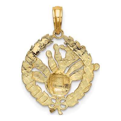 10K Yellow Gold Bowling Wreath Pendant – view 5