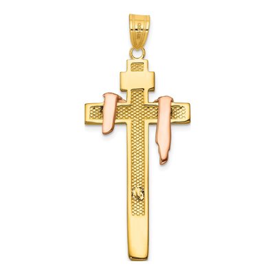 10K Tri-Color Gold Large INRI Crucifix Pendant – view 5
