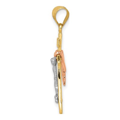 10K Tri-Color Gold Draped INRI Crucifix Pendant – view 3