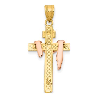 10K Tri-Color Gold Draped INRI Crucifix Pendant – view 5