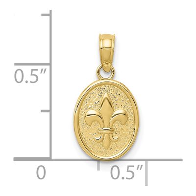 10K Yellow Gold Fleur de Lis Oval Pendant – view 3