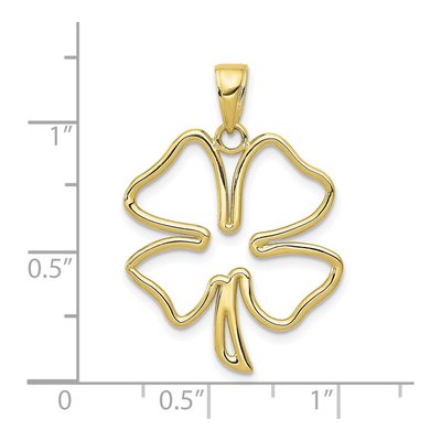 10K Yellow Gold Cut-Out Four-Leaf Clover Pendant – view 4