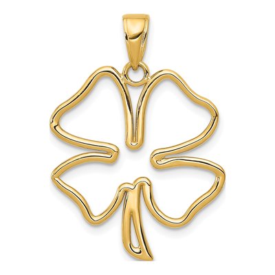 10K Yellow Gold Cut-Out Four-Leaf Clover Pendant