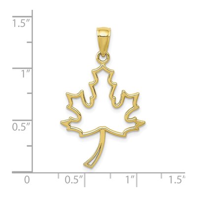 10K Yellow Gold Cut-Out Maple Leaf Pendant – view 4