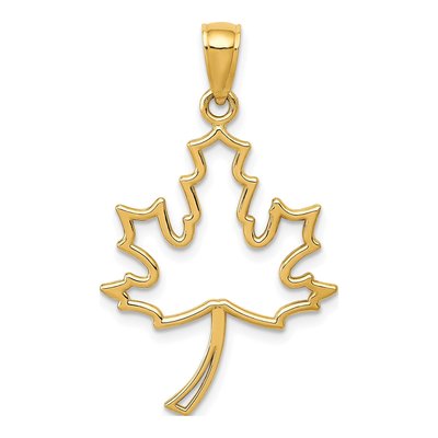 10K Yellow Gold Cut-Out Maple Leaf Pendant