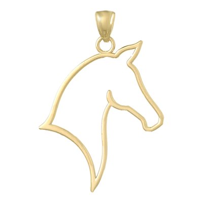 10K Yellow Gold Cut-Out Horse Head Pendant – view 4
