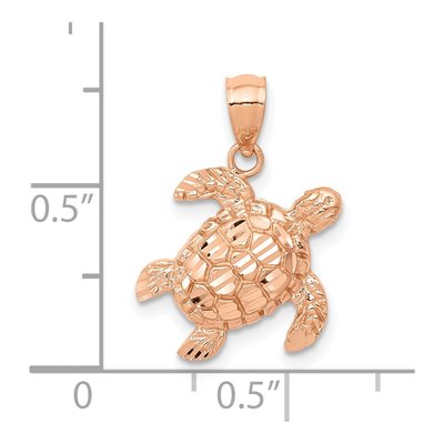 10K Rose Gold Diamond-Cut Turtle Pendant – view 3