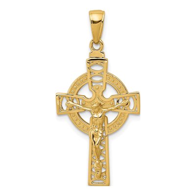 10K Yellow Gold Celtic Crucifix Pendant