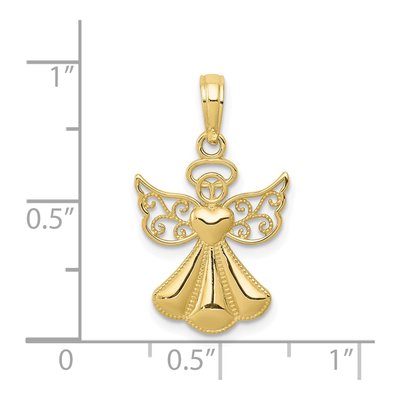 10K Yellow Gold Guardian Angel Heart Pendant – view 4