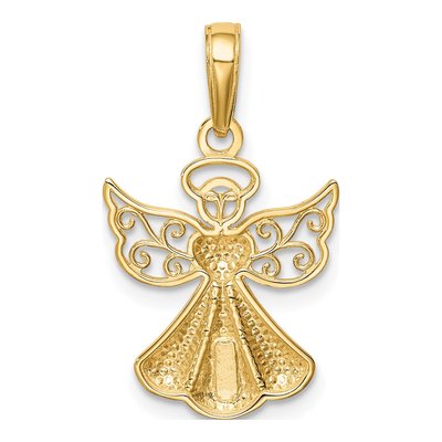 10K Yellow Gold Guardian Angel Heart Pendant – view 5