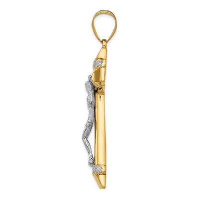 10K Two-Tone Gold CZ Large Crucifix Pendant – view 3