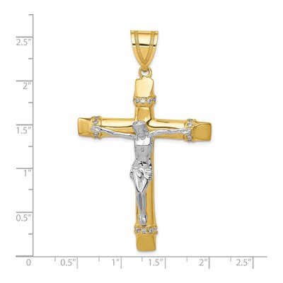 10K Two-Tone Gold CZ Large Crucifix Pendant – view 4
