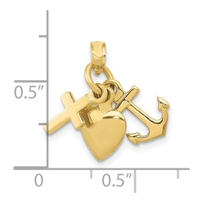 10K Yellow Gold Faith Hope Charity Charm – view 4