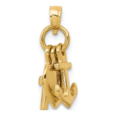 10K Yellow Gold Faith Hope Charity Charm – view 5