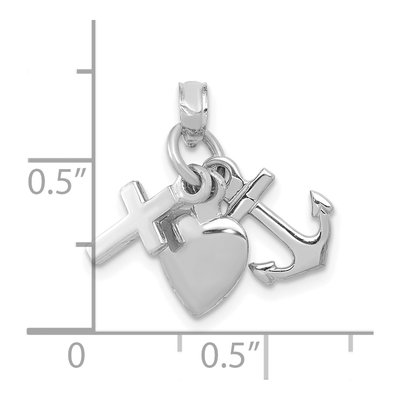 10K White Gold Faith Hope Charity Pendant – view 3
