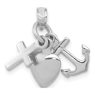 10K White Gold Faith Hope Charity Pendant