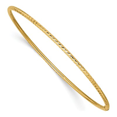 10K Yellow Gold Diamond-Cut Slip-On Tube Bangle Bracelet