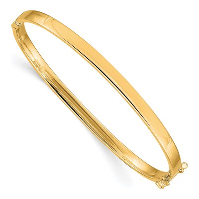 10K Yellow Gold Flat Hinged Bangle Bracelet