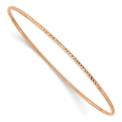 10K Rose Gold Diamond-Cut Slip-On Bangle Bracelet