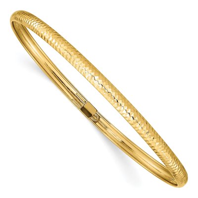 10K Yellow Gold Textured Flexible Bangle Bracelet