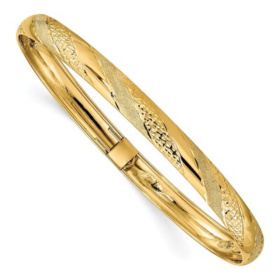 10K Yellow Gold Twisted Diamond-Cut Bangle Bracelet