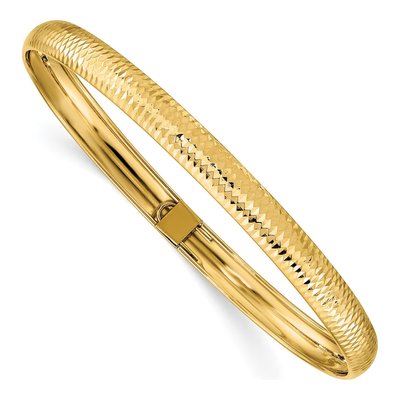 10K Yellow Gold Textured Flexible Bangle Bracelet