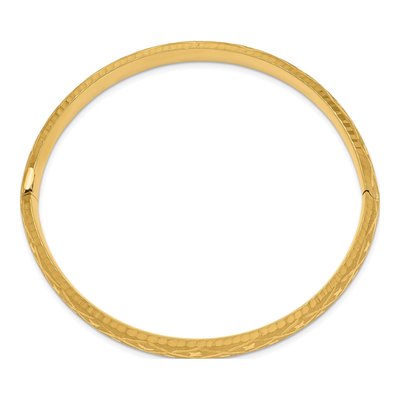 10K Yellow Gold Diamond-Cut Hinged Bangle Bracelet – view 2