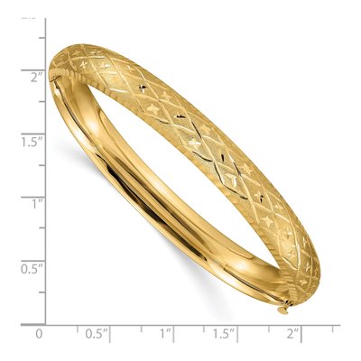 10K Yellow Gold Diamond-Cut Hinged Bangle Bracelet – view 3
