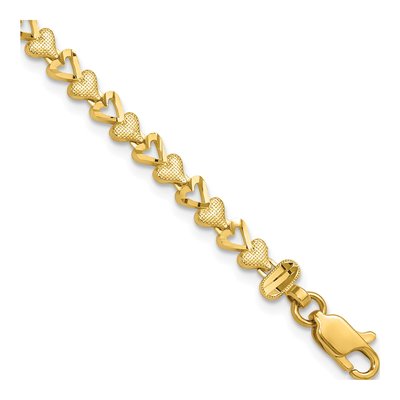 10K Yellow Gold Diamond-Cut Heart Bracelet