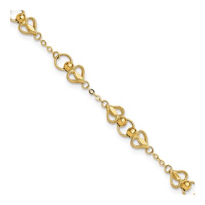 10K Yellow Gold Heart Bracelet