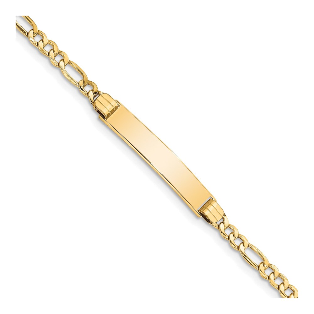 10K Yellow Gold 3.2mm Semi-Solid Figaro ID Bracelet