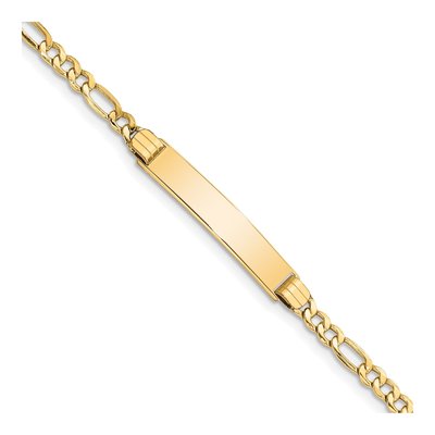10K Yellow Gold 3.2mm Semi-Solid Figaro ID Bracelet