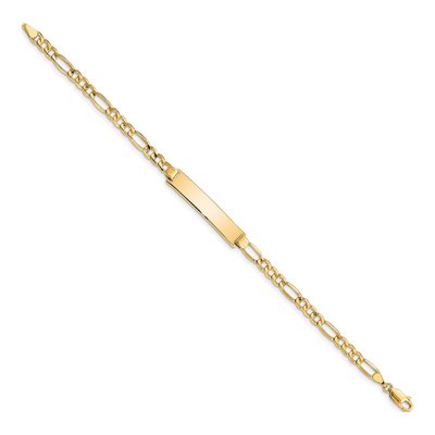 10K Yellow Gold 4.5mm Semi-Solid Figaro ID Bracelet – view 2