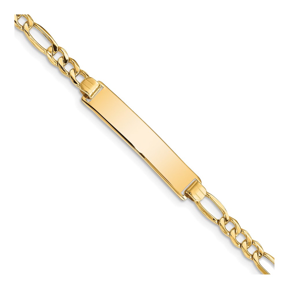 10K Yellow Gold 4.5mm Semi-Solid Figaro ID Bracelet