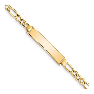 10K Yellow Gold 4.5mm Semi-Solid Figaro ID Bracelet