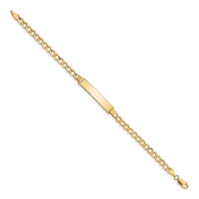 10K Yellow Gold 4.7mm Semi-Solid Curb ID Bracelet – view 2