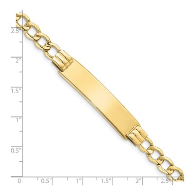 10K Yellow Gold 6.94mm Semi-Solid Curb ID Bracelet – view 3