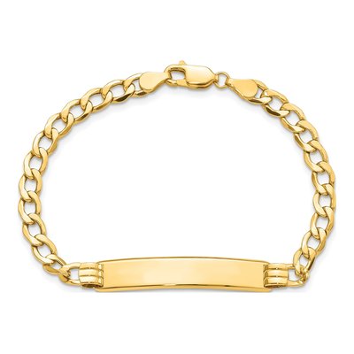 10K Yellow Gold 5.27mm Semi-Solid Curb ID Bracelet – view 4