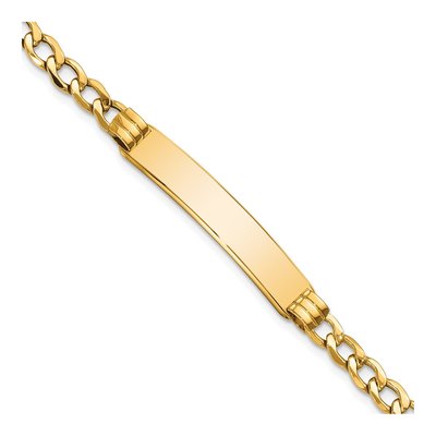 10K Yellow Gold 5.27mm Semi-Solid Curb ID Bracelet