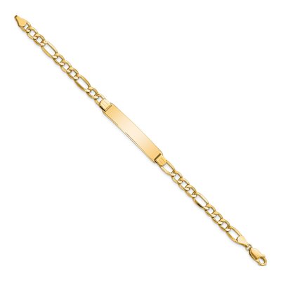 10K Yellow Gold 5.3mm Semi-Solid Figaro ID Bracelet – view 2