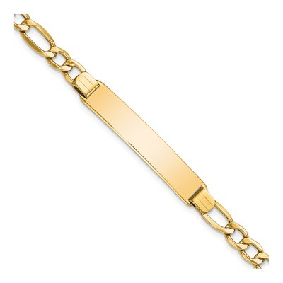 10K Yellow Gold 5.3mm Semi-Solid Figaro ID Bracelet