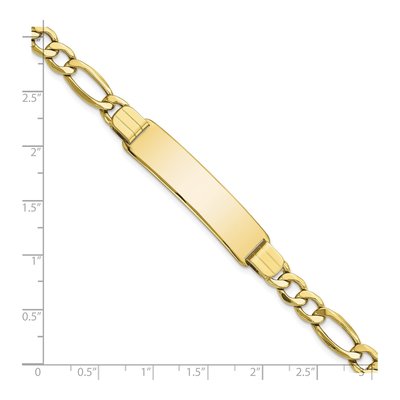 10K Yellow Gold 7.9mm Semi-Solid Figaro Curb ID Bracelet – view 3