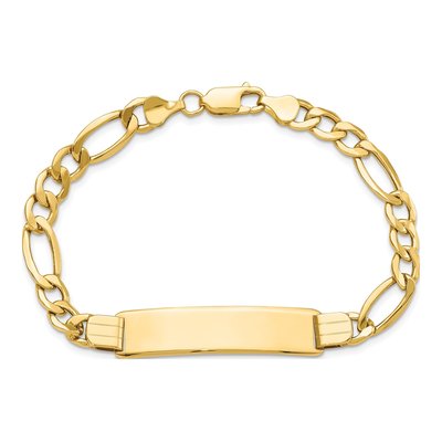 10K Yellow Gold 7.9mm Semi-Solid Figaro Curb ID Bracelet – view 4